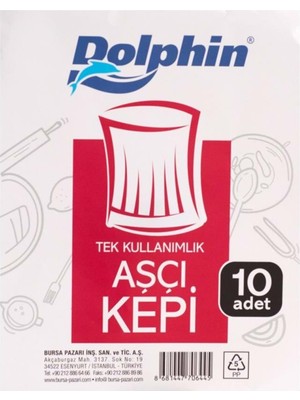 Dolphin Aşçı Kepi (Tela) Beyaz -10'lu