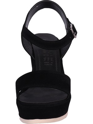 Lenay Siyah-Suet Dolgu Topuk Bayan Sandalet