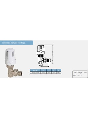 E.C.A 1/2 Köşe Termostatik Radyatör Valfi Trv3  602120531