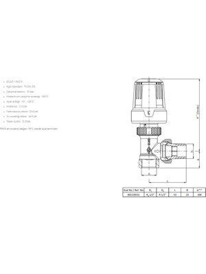 E.C.A 1/2 Köşe Termostatik Radyatör Valfi Trv3  602120531