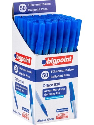 Bigpoint Tükenmez Kalem Office 1.0mm Mavi 50'li Kutu