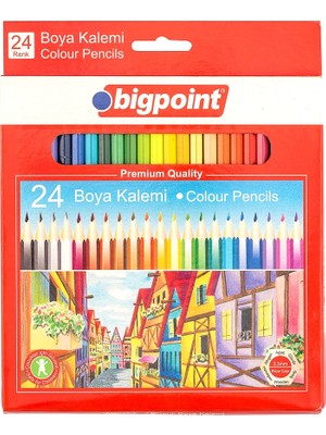 Bigpoint Boya Kalemi 24 Renk Tam Boy 3.3 Mm Premium Kalite Ahşap Kalem Seti