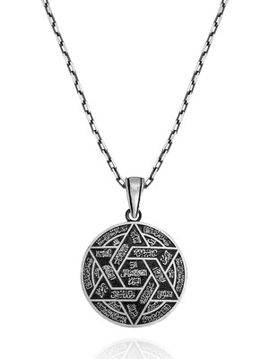 Takılingo 925 Ayar Gümüş Yuvarlak Model Mührü Süleyman Tasarım Erkek KOLYE4144240000259