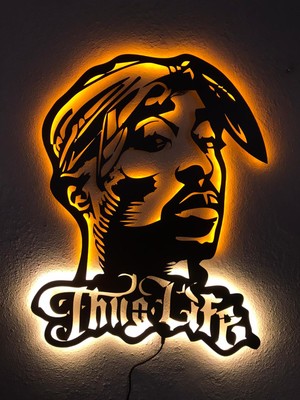 Dekoraven Tupac Shakur Thug Life Işıklı Tablo