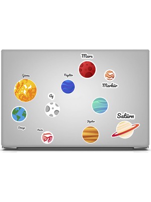 Tugibu Laptop Sticker Notebook Macbook Tablet Kask Gezegen Güneş Sistemi  - NS44