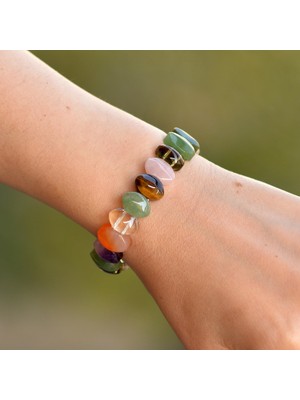 Taş Sandığı Çakra Taşlarından Bileklik - Baklava Kesim