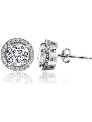 Gumush Oval Montür Pırlanta Modeli Küpe