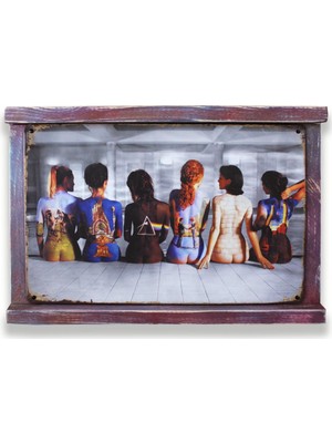 T-Bek Rustik Ahşap Çerçeveli Vintage Metal Pano Girls 20X30