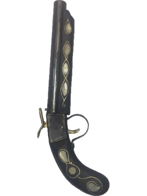 Günbeyi Sedef Işlemeli El Yapımı Uzun Namlulu Dekoratif Tabanca