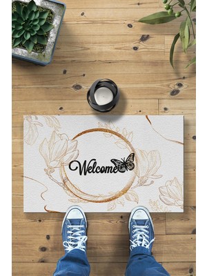 Buket Home Welcome Kelebek Dekoratif Kapı Önü Paspası