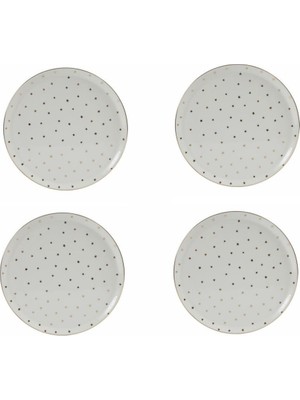 Porland Forest Yıldızlı Düz Tabak 28 cm 4'lü Altın Yıldız Desenli Seramik Set