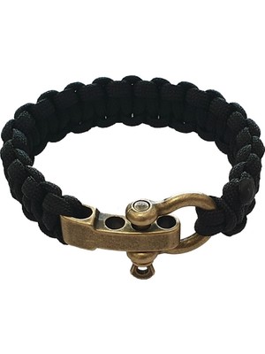 Muson Ayarlı Metal Tokalı Paracord Bileklik #siyah Ip - Sarı T.