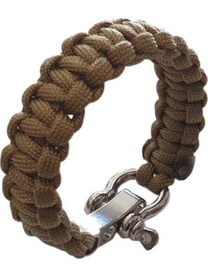 Muson Ayarlı Metal Tokalı Paracord Bileklik #k.bej Ip - Gümüş