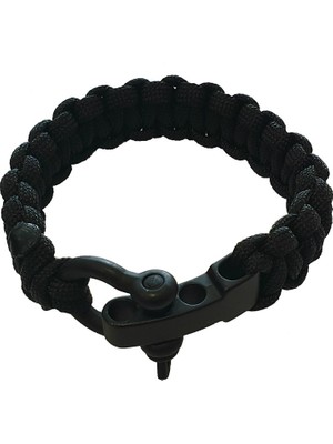 Muson Ayarlı Metal Tokalı Paracord Bileklik #siyah Ip - Siyah