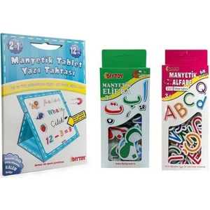 Diytoy Manyetik Yazı Tahtası + Manyetik Elif Ba + Türkçe Alfabe 3'lü Set