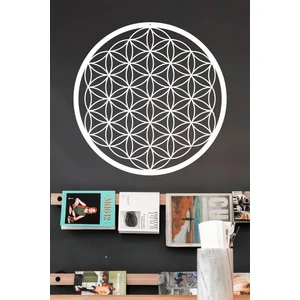 Yaşam Çiçeği Kutsal Geometri Duvar Dekoru Süsü Ahşap Dekoratif Tablo Beyaz