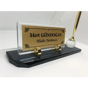 Gündoğan Kristal İsme Özel Cam Masaüstü İsimliği