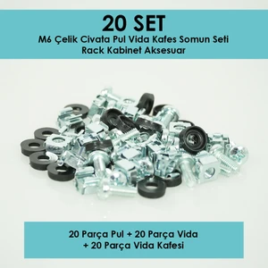 Rack Kabinet M6 Çelik Cıvata Pul Vida Kafes Somun Seti