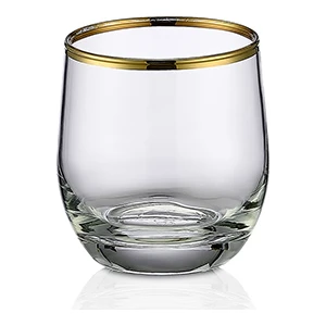 Roya Home Bolero Altın Kesme El Dekor Yaldızlı 6 Adet Desenli Su Bardağı Takımı