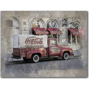 Caka Tablo Ahşap Tablo Nostaljik Kırmızı Ford Coca Cola Kamyonu