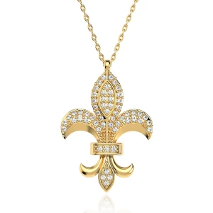 Beyaz Taşlı Zambak Altın Kaplama Gümüş Kolye