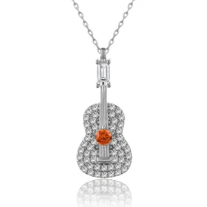 Baget Taşlı Gitar Gümüş Kolye