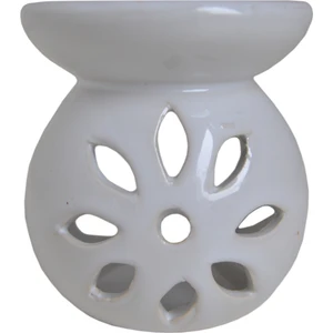 Original Boutique Lotus Çiçeği Desenli Seramik Beyaz Buhurdanlık Tütsülük Mumluk