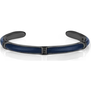 Frnch   Deri Detaylı Zirkon Taşlı Erkek Handmade Kelepçe FRJ11137-1237-BT