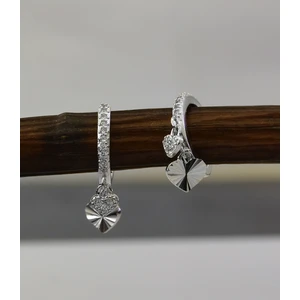 Papatya Silver 925 Ayar Gümüş Rodyum Kaplama Kalp Halka Küpe