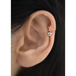 Papatya Silver 925 Ayar Gümüş Rose Kaplama Tavşan Kıkırdak Küpe