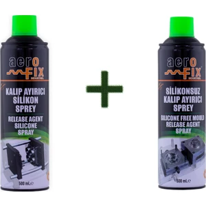 Aerofix Kalıp Ayırıcı Silikon Sprey ve Aerofix Silikonsuz Kalıp Ayırıcı Sprey 2li Set 500 Ml.