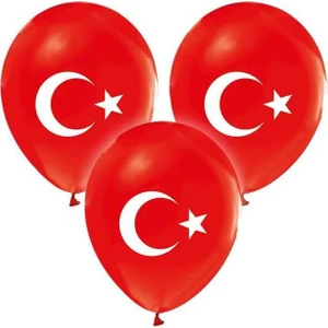 Kullan At Party   Ayyıldız Baskılı Kırmızı Balon 50 Adet