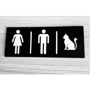 Kedi Tasarımlı Wc Levhası