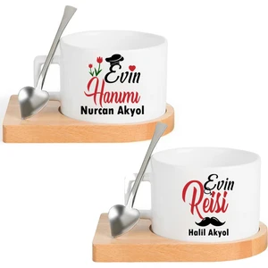 Nil Hediye Evin Hanımı Evin Reisi Kahve Fincan Seti 2Li
