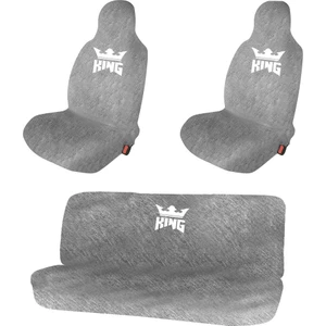 1Araba 1Ev Fiat Doblo Oto Koltuk Koruyucu Kılıf Araba Araç Servis Kılıfı Gri King Baskılı Ön Arka Set