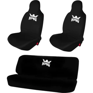 1Araba 1Ev Ford Tourneo Courier Oto Koltuk Koruyucu Kılıf Araba Araç Servis Kılıfı Siyah King Baskılı Ön Arka Set
