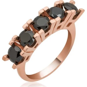 Gümüş Siyah 5 Taş Kadın Yüzük
