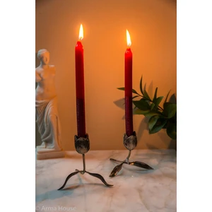 Arma House Kırmızı Yaldızlı Modern 4'lü Mum Seti