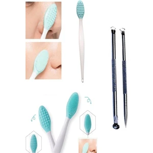 Tineke Burun Siyah Nokta Cilt ve Yüz Temizleyici Temizleme Fırçası Peeling ve 2'li Komedon