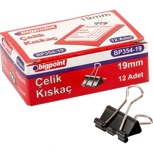 Çelik Kıskaç 19 mm 12'li Kutu Siyah Renkli Ofis Araç Gereçleri