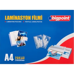 A4 Laminasyon Filmi 125 Micron 250 Adet Beyaz Renk 216x303 mm Boyutunda