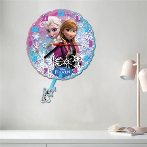 Sarkaçlı Ahşap Frozen Çocuk Odası Duvar Saati