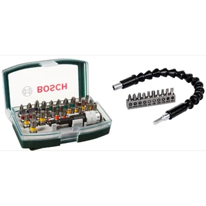 BOSCH 32 Parça Vidalama Tornavida Ucu Seti + 10 Parça Esnek Uzatma 30cm