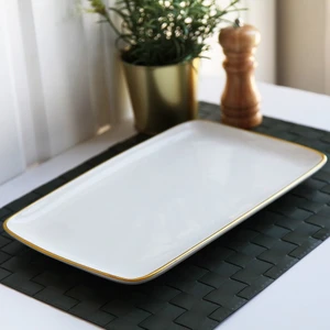 Seramik Meze Tabağı 33CM Beyaz Gold G2808
