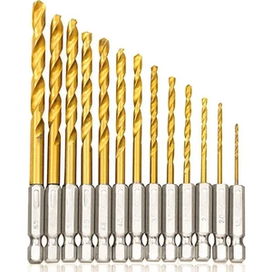 Profi̇sher Hss Tungsten Karbür Matkap Uç 13'lü Set 1/4 Hex Shank 1.5-6.5 mm
