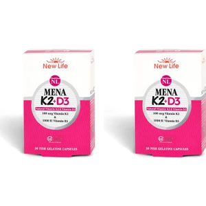 New Life Mena K2+D3 Natural Vitamin 30 Kapsül 2'li Paket