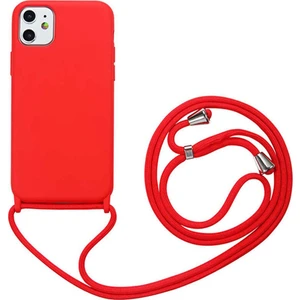 Caseart Apple iPhone 11 Kapak Ipli Askılı Içi Süet Lansman Kılıf - Kırmızı