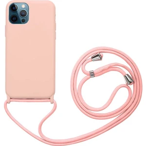 Caseart Apple iPhone 12 Pro Kapak Ipli Askılı Içi Süet Lansman Kılıf - Pembe