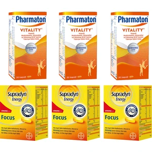 Vitality 30 Kapsül ve Supradyn Energy Focus 30 Tablet Seti x 3 Adet