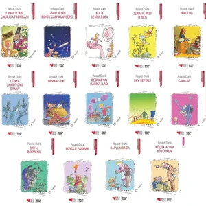 Roald Dahl Tüm Kitaplar 14 Kitap Set (Charlie'nin Çikolata Fabrikası, Koca Sevimli Dev, Cadılar, Matilda, Zürafa Peli ve Ben, Dünya Şampiyonu Danny, Yaman Tilki, Dev Şeftali, Bay ve Bayan Kıl)